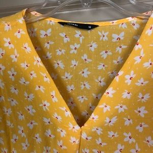 Floral Blouse Made + Purchased in Turkey! Yellow with Red + White flowers